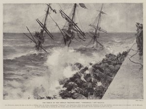 マラガ沖のドイツ訓練船、グナイゼナウの難破船 作： Henry Charles Seppings Wright